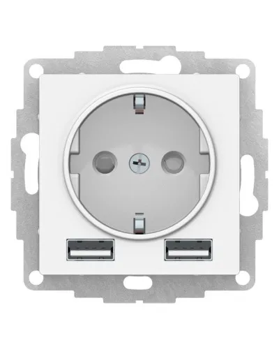 AtlasDesign розетка 1-местная с 2 USB A+A, скрытой установки, механизм, белый (ATN000130). Розетка с USB. Systeme Electric в Вологде