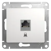 Glossa розетка RJ45 1-местная, кат. 5Е, скрытой установки, механизм, белый (GSL000181K). Розетка компьютерная. Systeme Electric