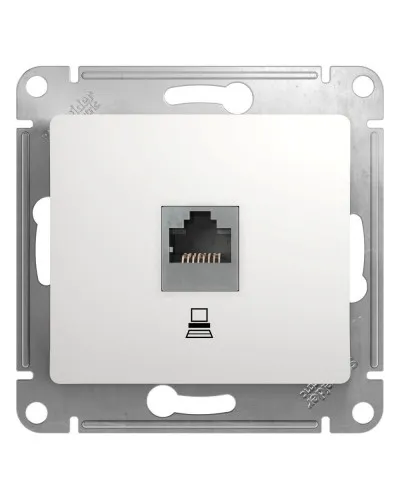 Glossa розетка RJ45 1-местная, кат. 5Е, скрытой установки, механизм, белый (GSL000181K). Розетка компьютерная. Systeme Electric в Вологде