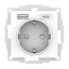 AtlasDesign розетка 1-местная с 2 USB A+C, скрытой установки, механизм, белый (ATN000132). Розетка с USB. Systeme Electric