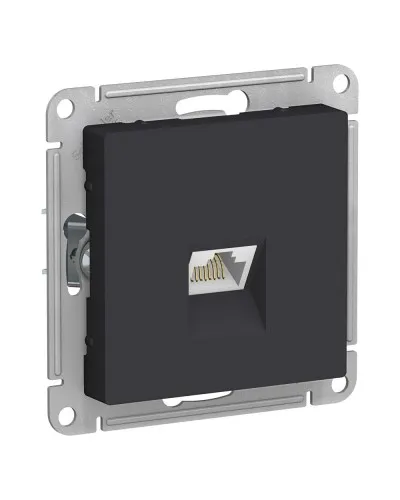 AtlasDesign розетка RJ45, кат. 5Е, 1-местная, скрытой установки, механизм, карбон (ATN001083). Розетка компьютерная. Systeme Electric в Вологде