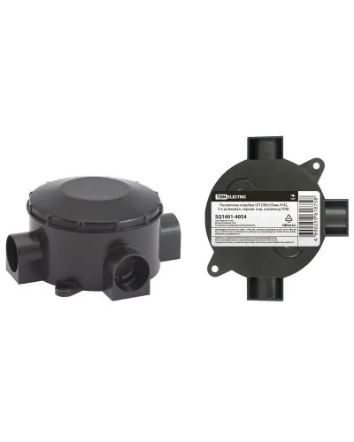 Распаячная коробка ОП D80х35мм, IP42, 3-х рожковая, черная TDM (SQ1401-4054). Распаячная коробка ОП. TDM ЕLECTRIC в Вологде