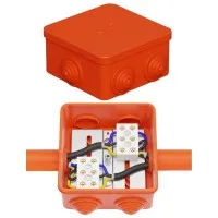 Коробка JBS080 85х85х50, 6 вых., 5P (0,15-6,0 мм²) (43221HF). Коробка монтажная, огнестойкая, без галогена. Экопласт