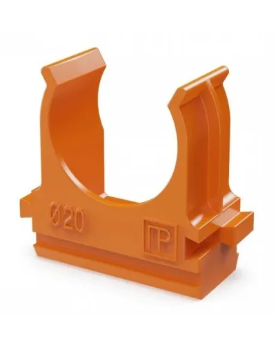 Крепёж-клипса для труб АБС-пластик оранжевая D20 (100 шт) (PR13.0064). Крепление для труб ПВХ. Промрукав в Вологде